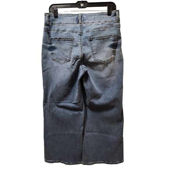 NYDJ Wide Leg Cool Embrace Denim Crop Jeans 10L Blue Stretch Denim Lift Tuck - Picture 2 of 6